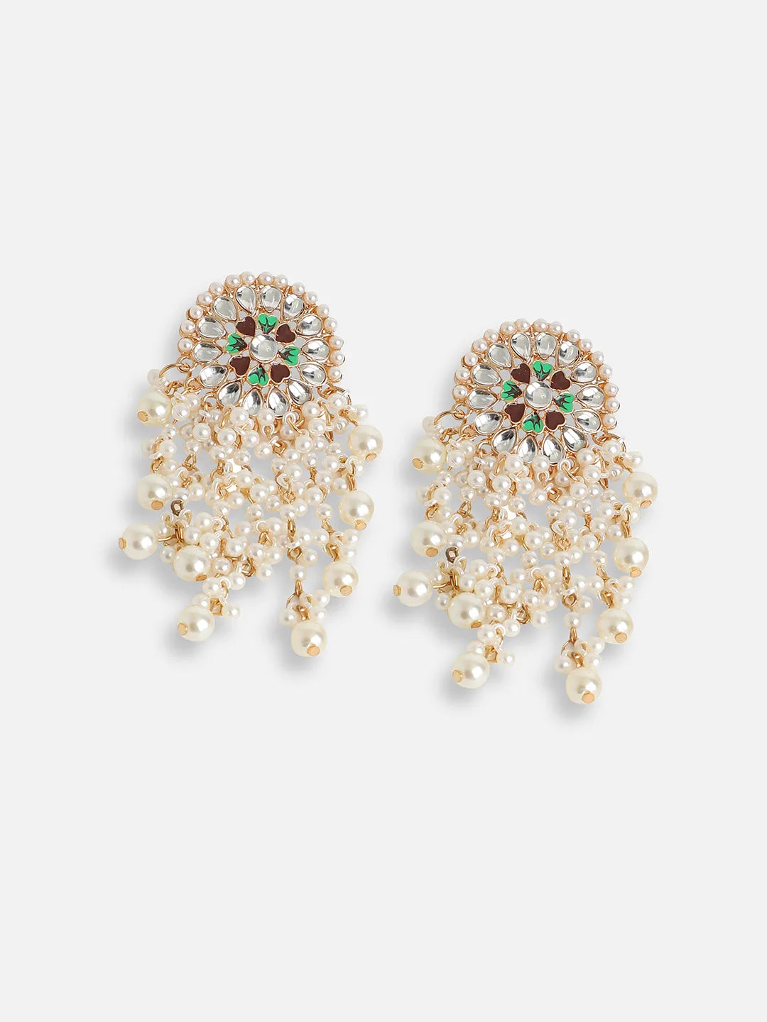 Gold Plated Party Designer Stone Drop Earring