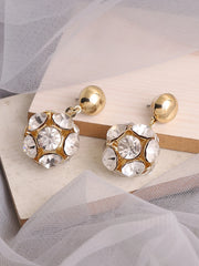 Gold Plated Party Designer Stone Drop Earring