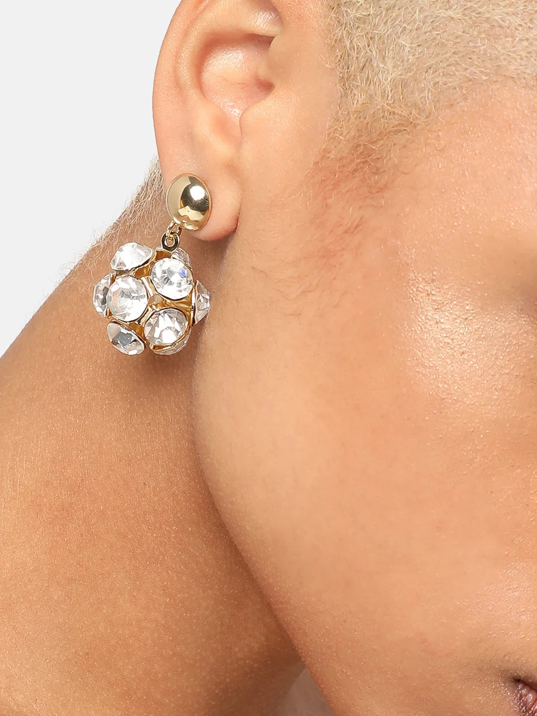 Gold Plated Party Designer Stone Drop Earring