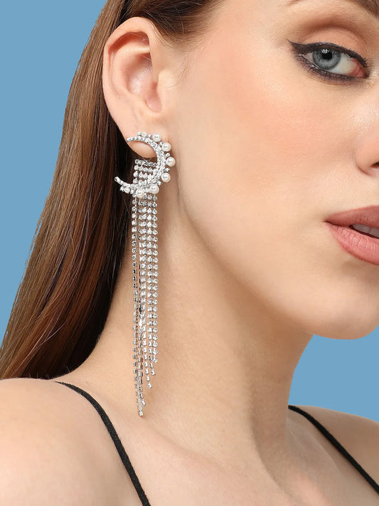 SOHI - Silver Plated Party Designer Stone Drop Earring