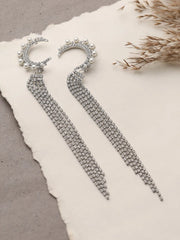 Silver Plated Party Designer Stone Drop Earring