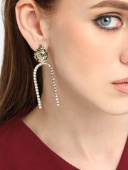 Gold Plated Party Designer Stone Drop Earring