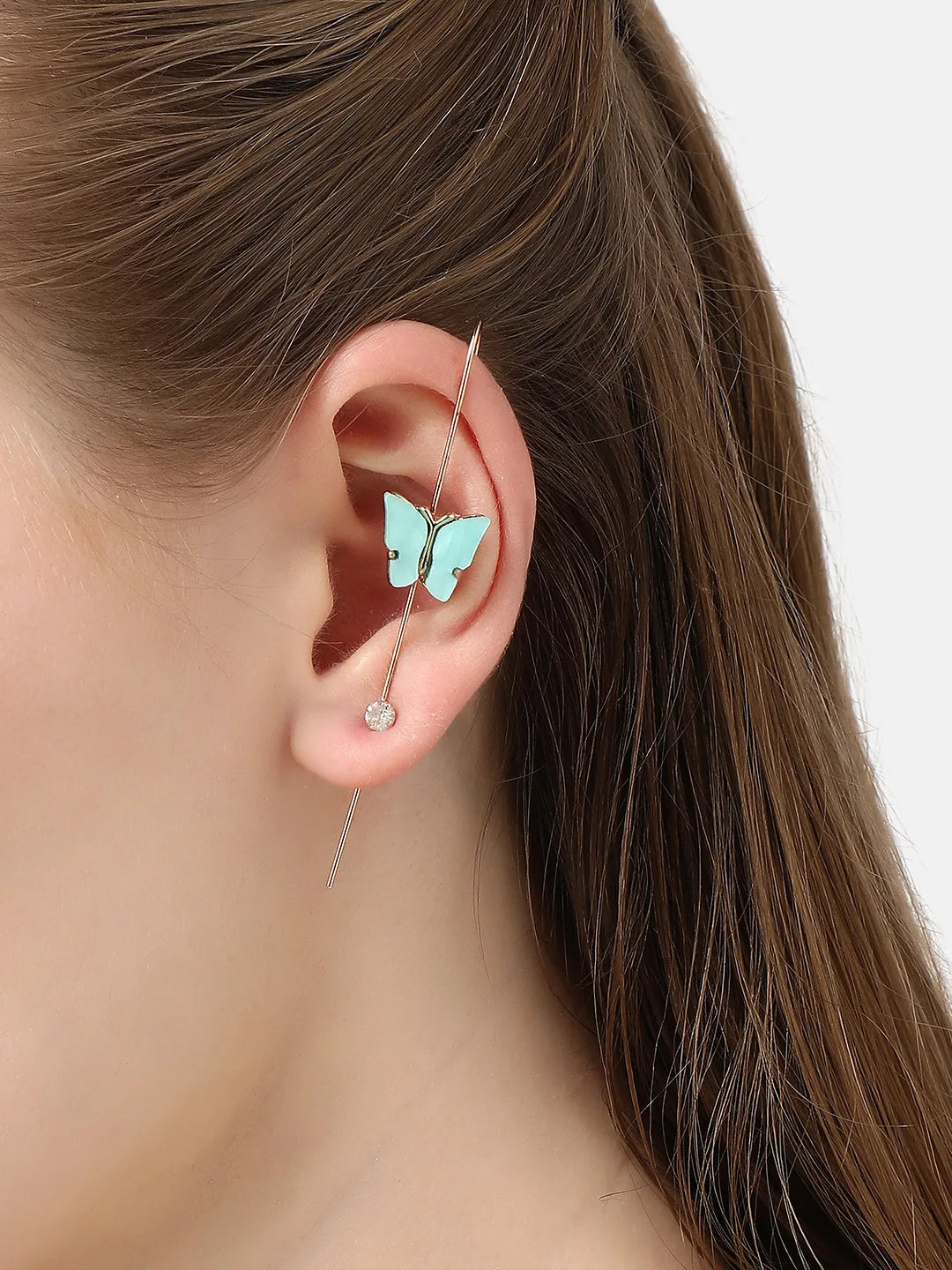 Silver Plated Designer Stone Casual Ear Cuff