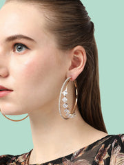 SOHI - Silver Plated Designer Stone Casual Hoop Earring For Women