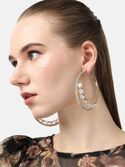 SOHI - Silver Plated Designer Stone Casual Hoop Earring For Women