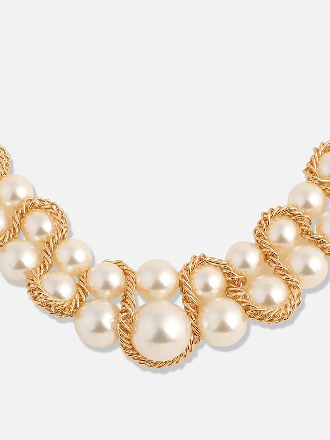 Gold Plated Pearls Party Necklace