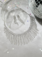 Silver Plated Designer Party Necklace and Earring Set