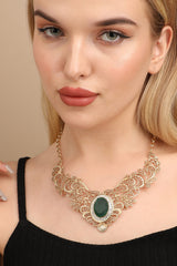 Gold Plated Designer Stone Party Necklace