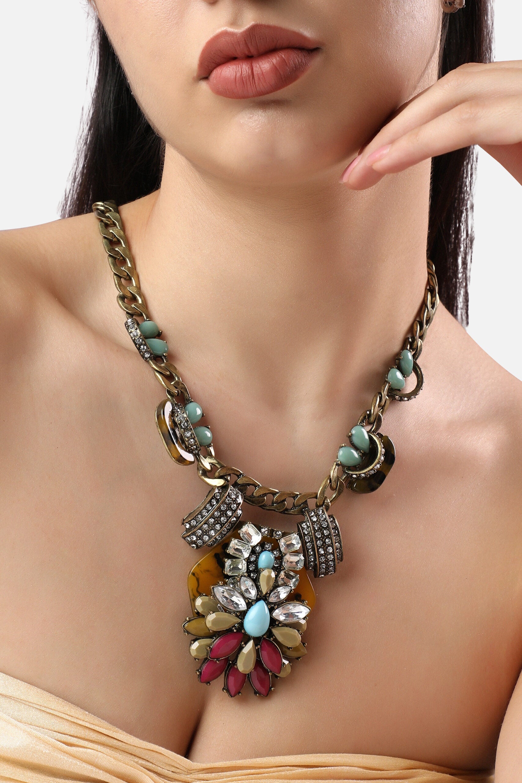 Gold Plated Designer Stone Party Necklace