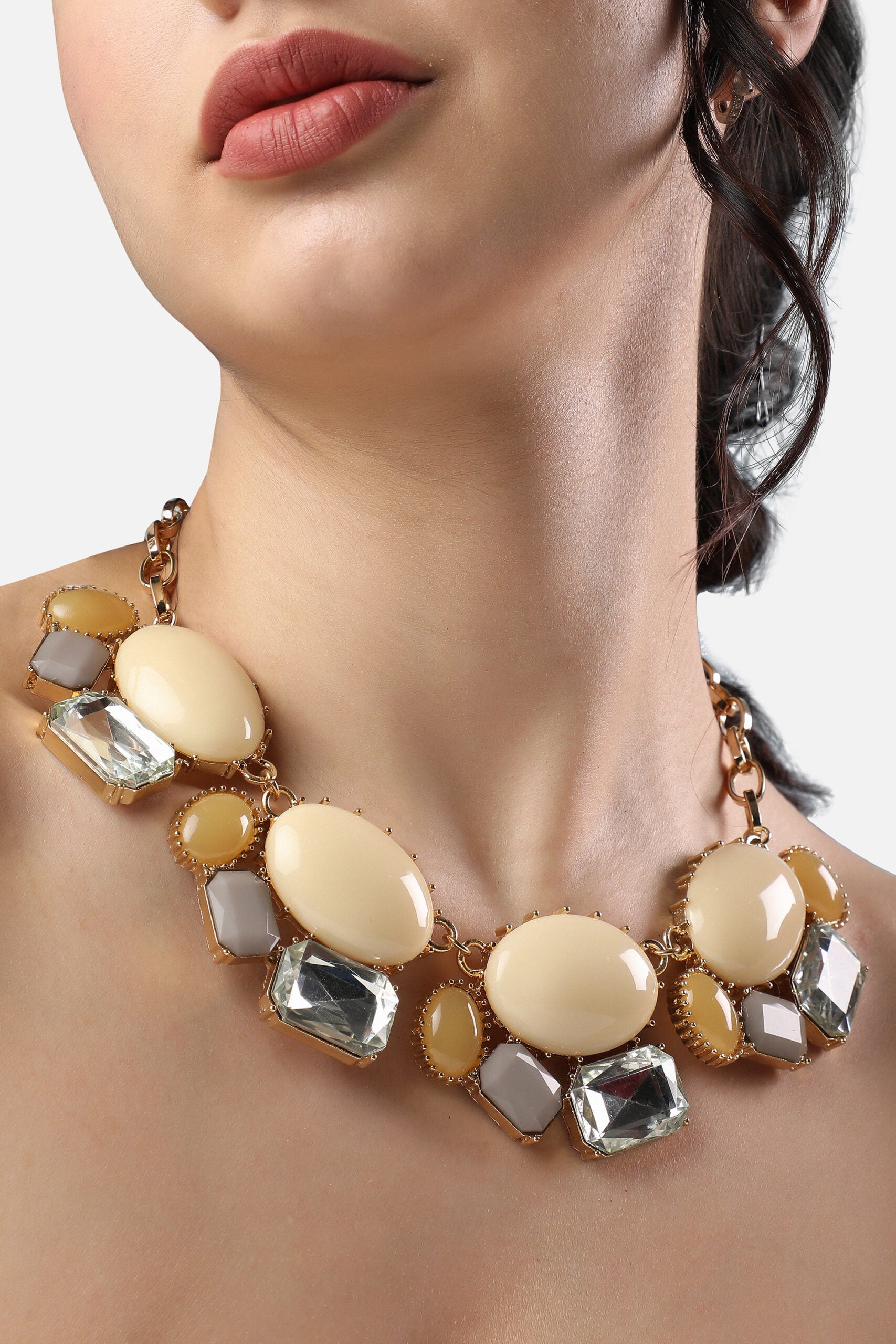 Gold Plated Designer Stone Party Necklace