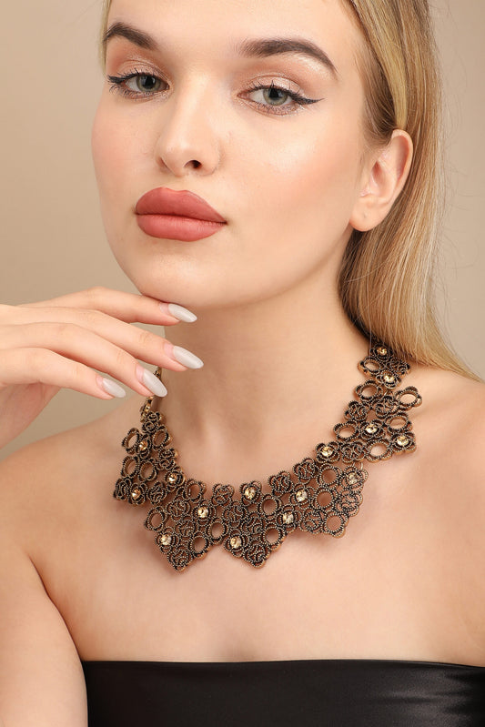 Gold Plated Designer Stone Party Necklace