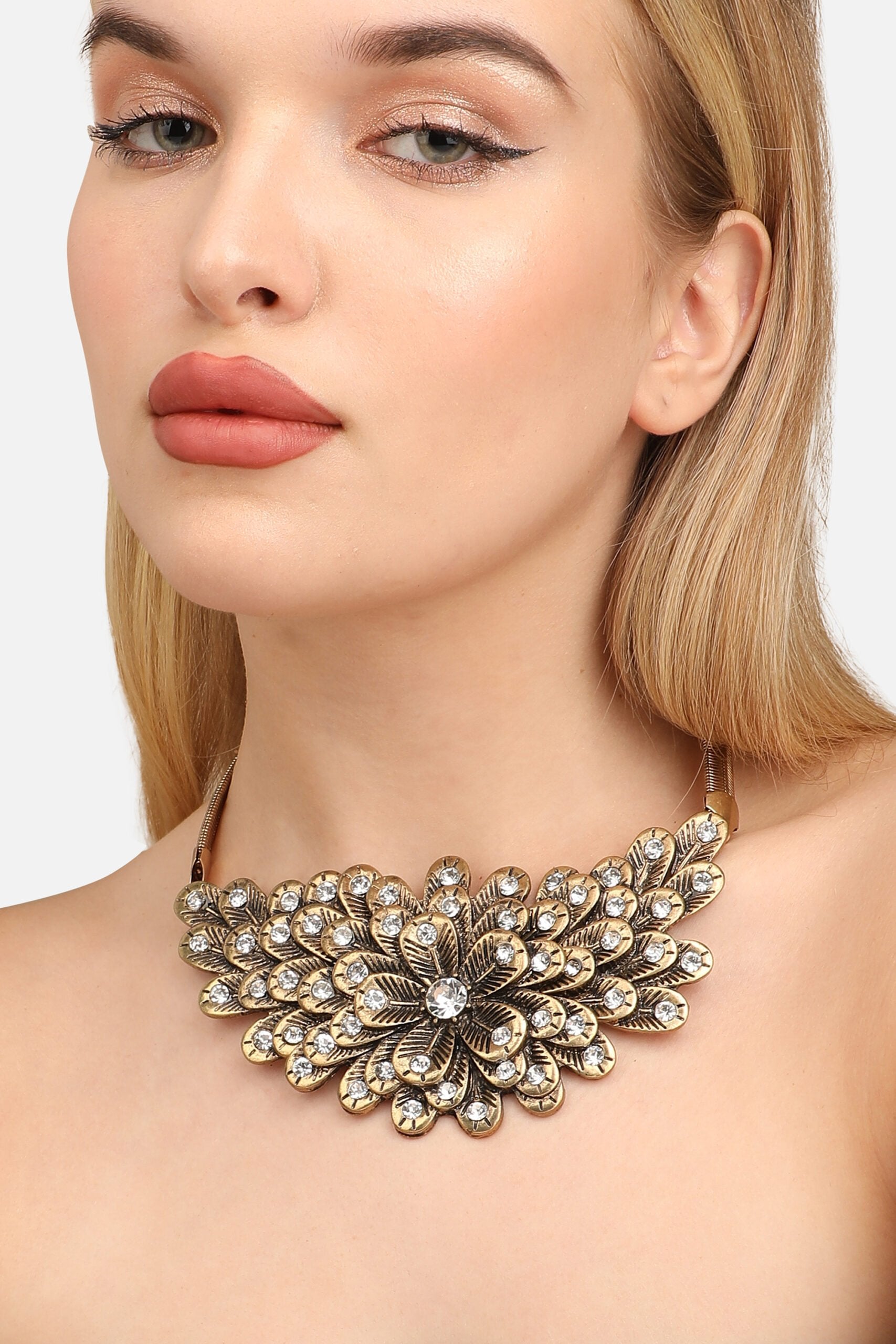 Gold Plated Designer Stone Party Necklace