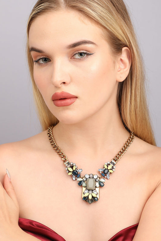 Gold Plated Designer Stone Party Necklace