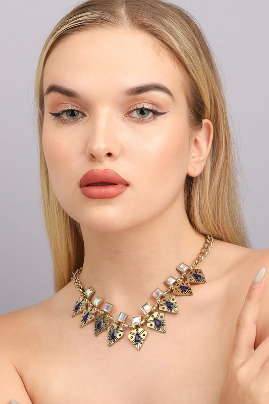 Gold Plated Designer Stone Party Necklace