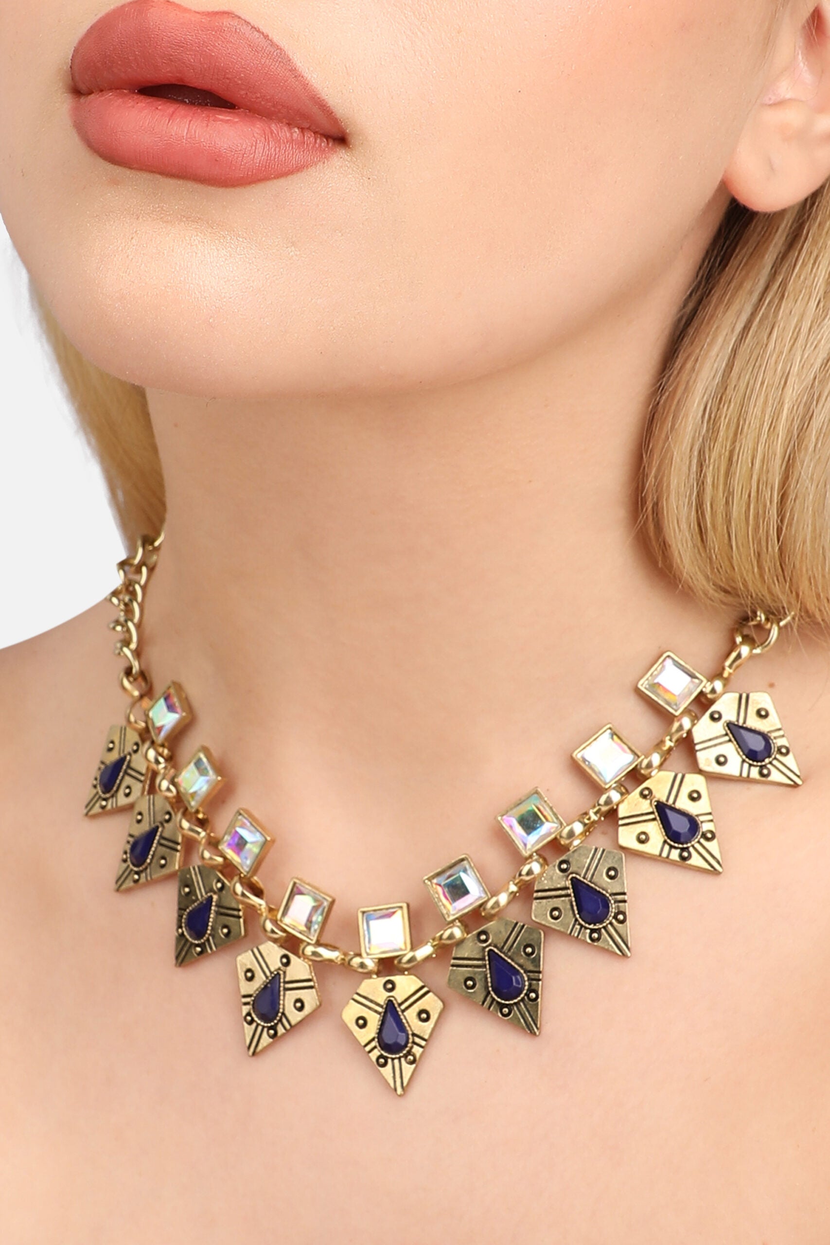 Gold Plated Designer Stone Party Necklace