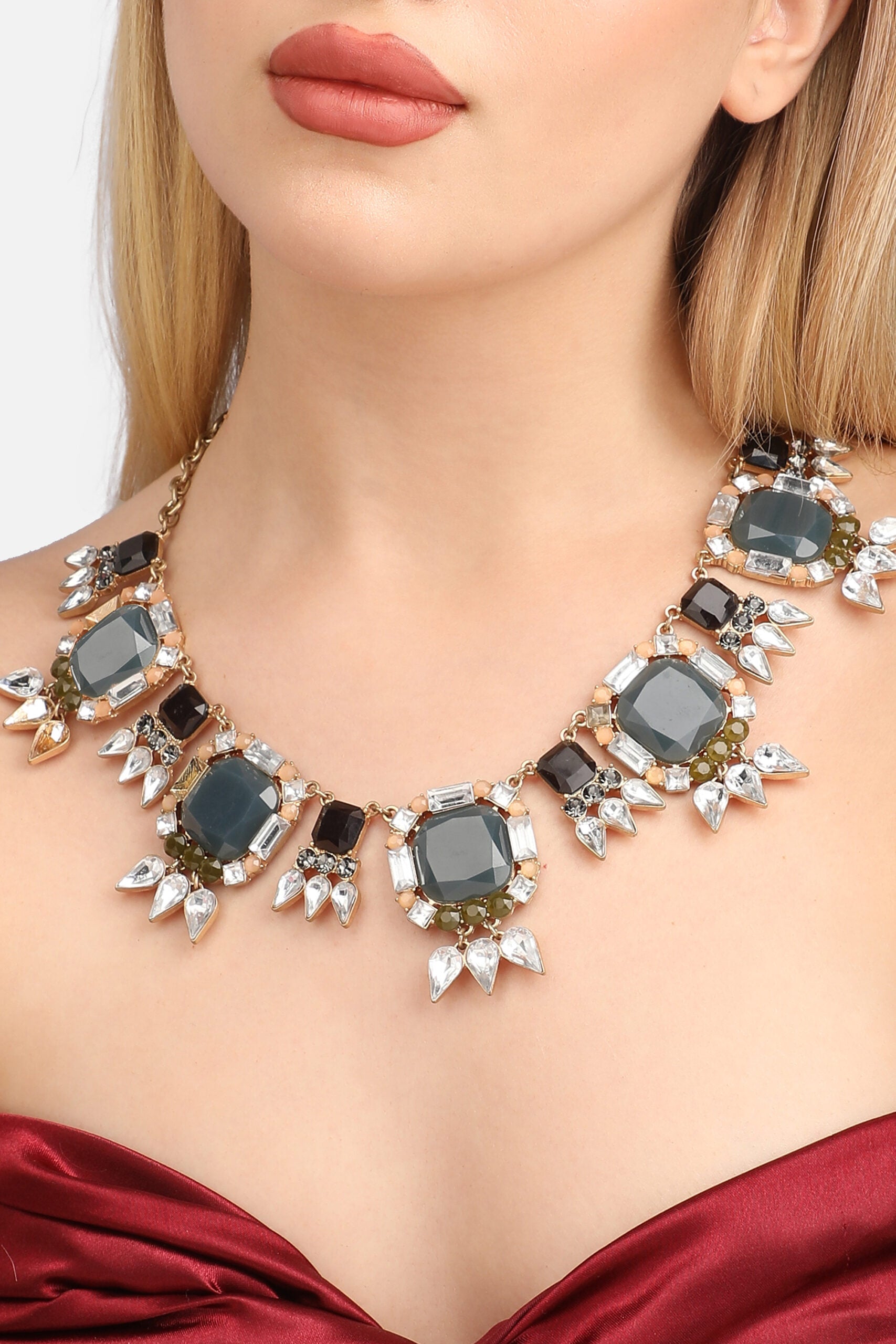 Gold Plated Designer Stone Party Necklace