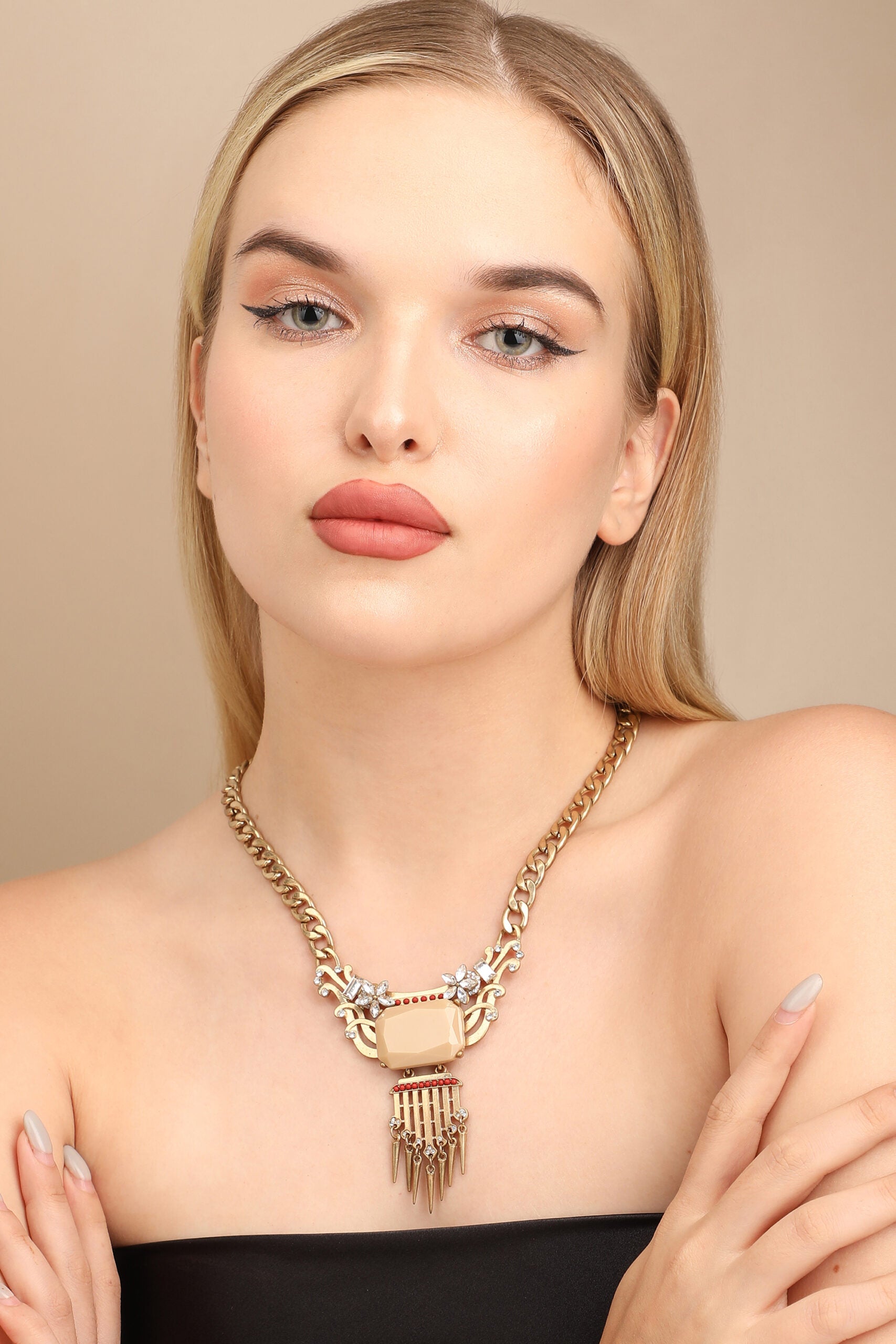 Gold Plated Designer Stone Party Necklace