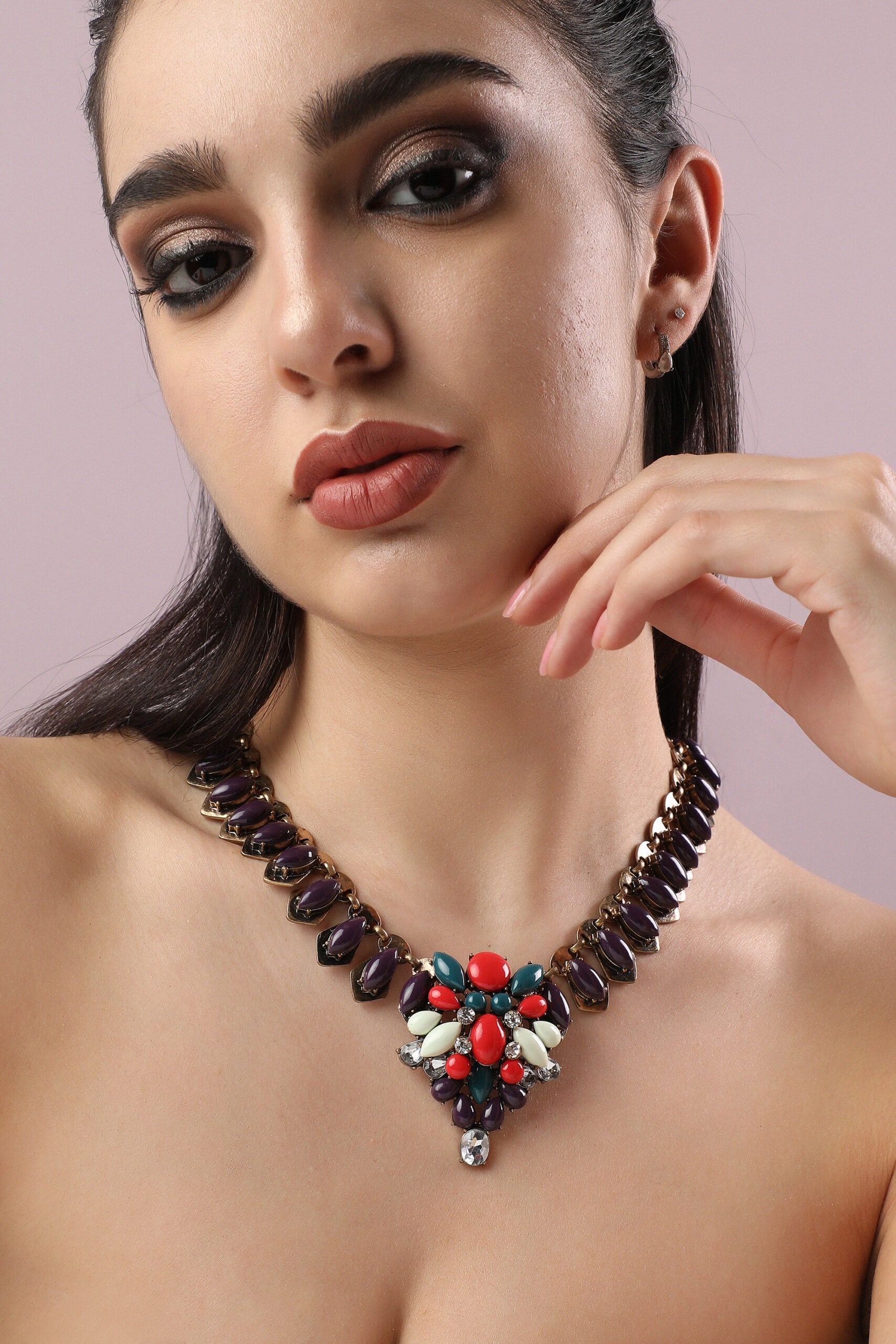 Gold Plated Designer Stone Party Necklace