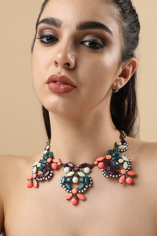 Gold Plated Designer Stone Party Necklace