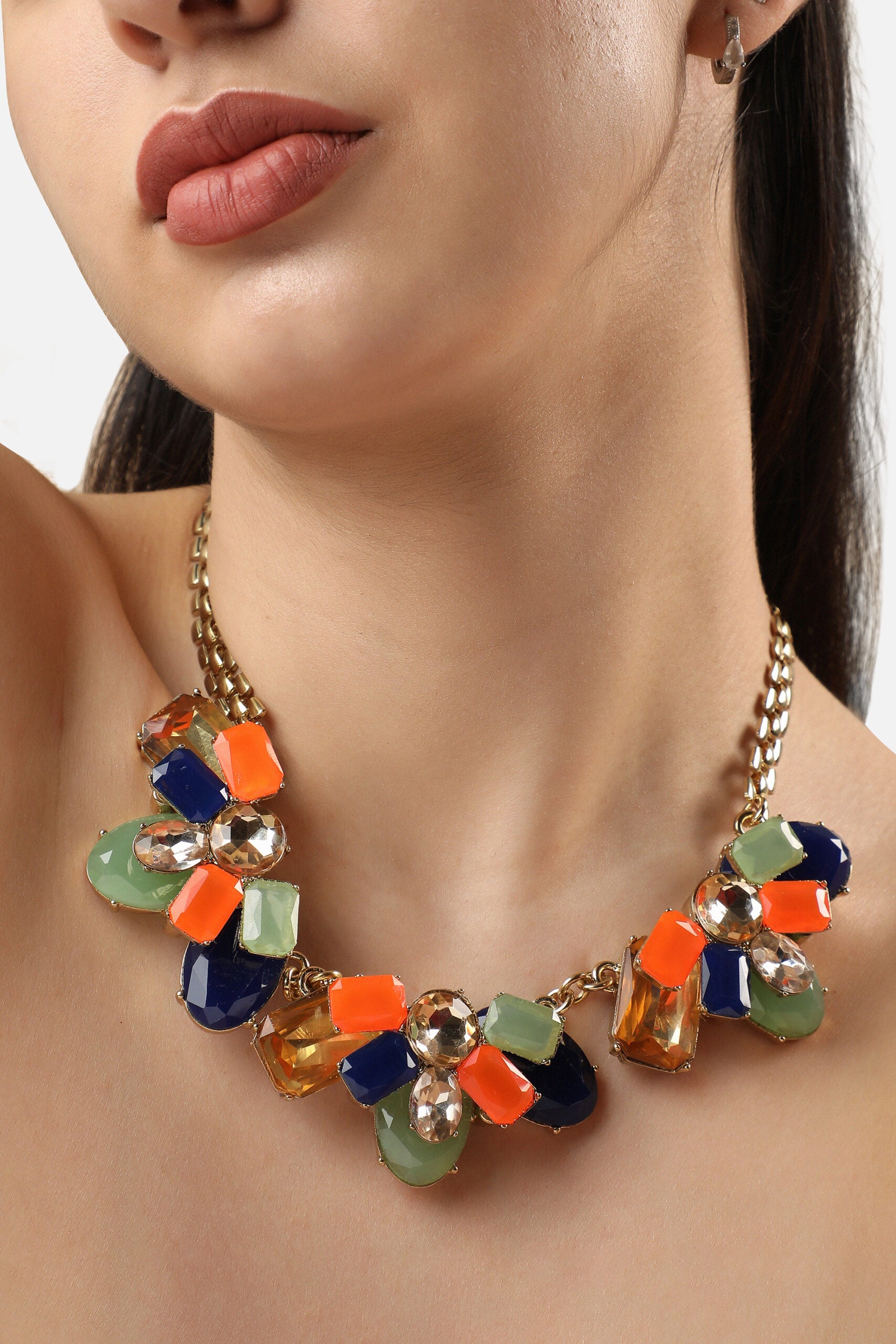 Gold Plated Designer Stone Party Necklace