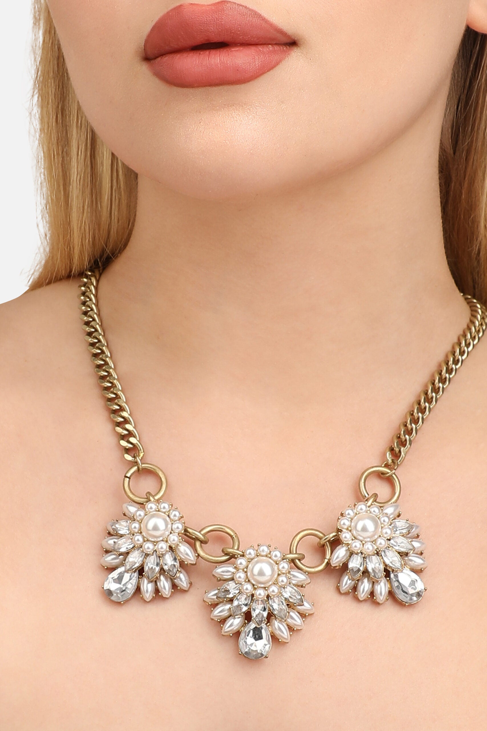 Gold Plated Designer Stone Party Necklace