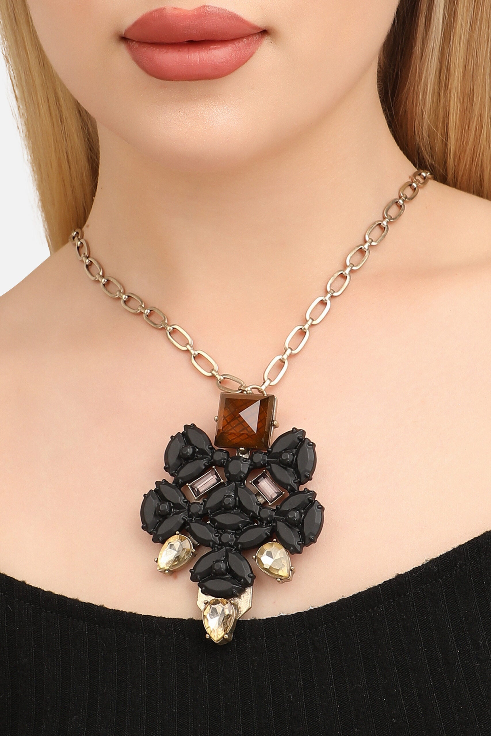 Gold Plated Designer Stone Party Necklace