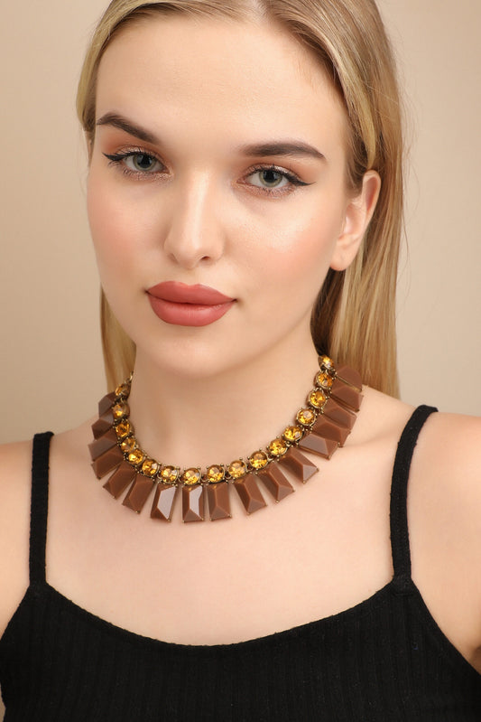 Gold Plated Designer Stone Party Necklace