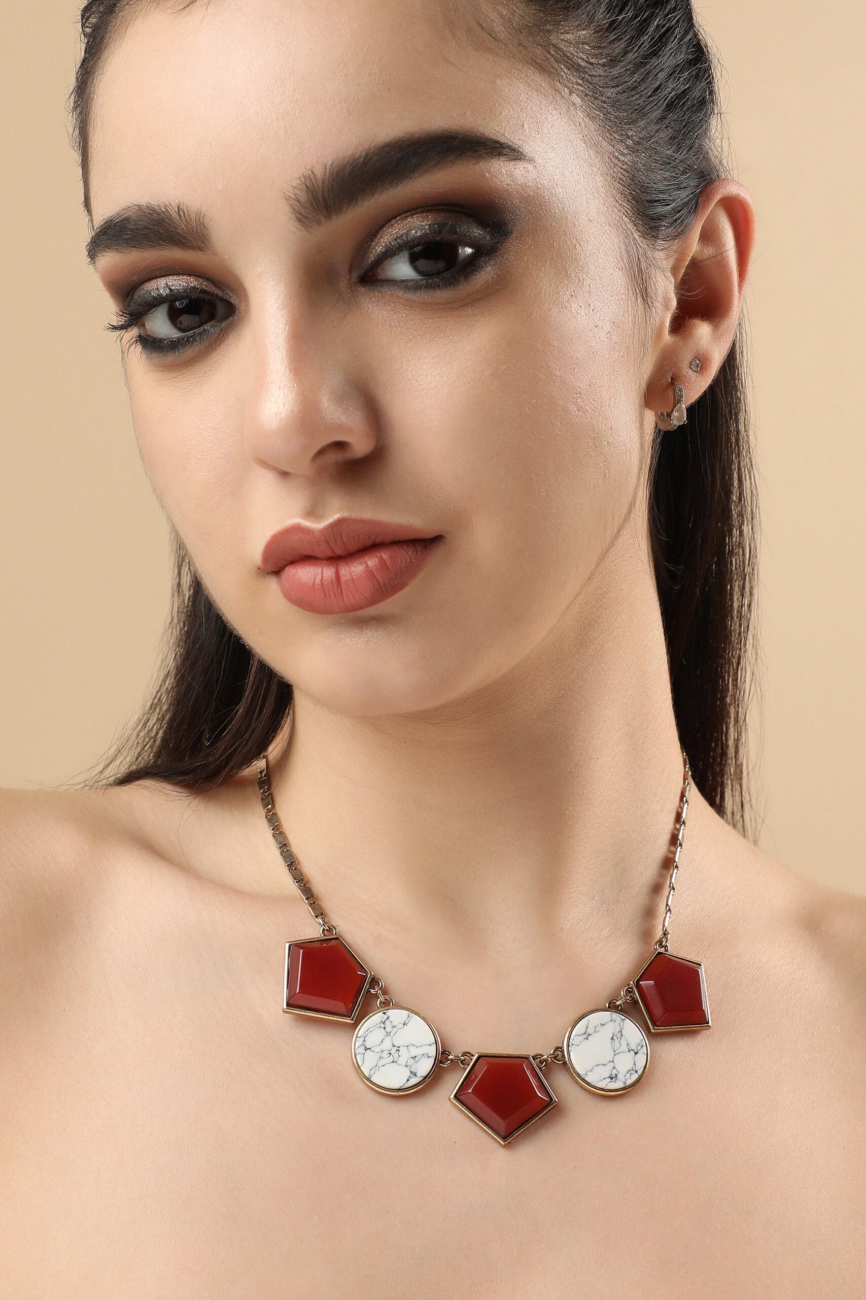 Gold Plated Designer Stone Party Necklace