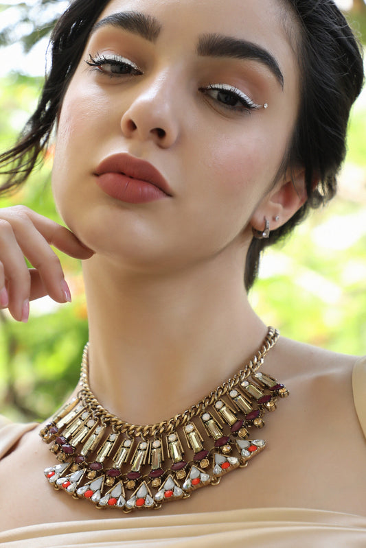 Gold Plated Designer Stone Party Necklace