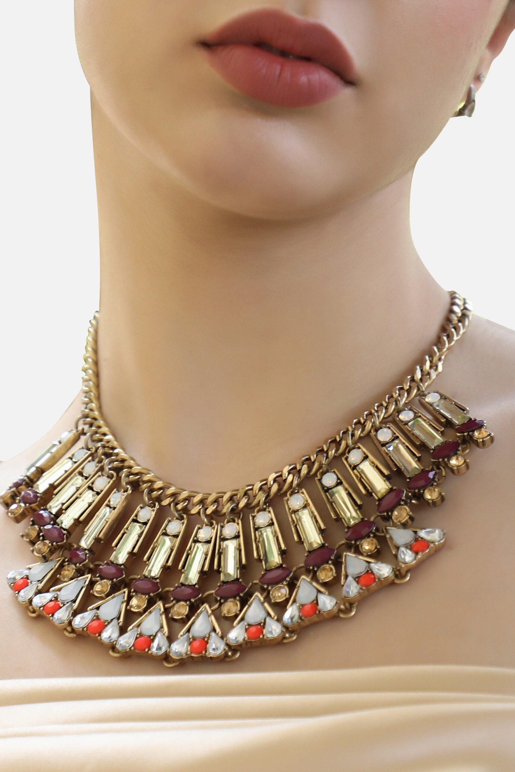 Gold Plated Designer Stone Party Necklace