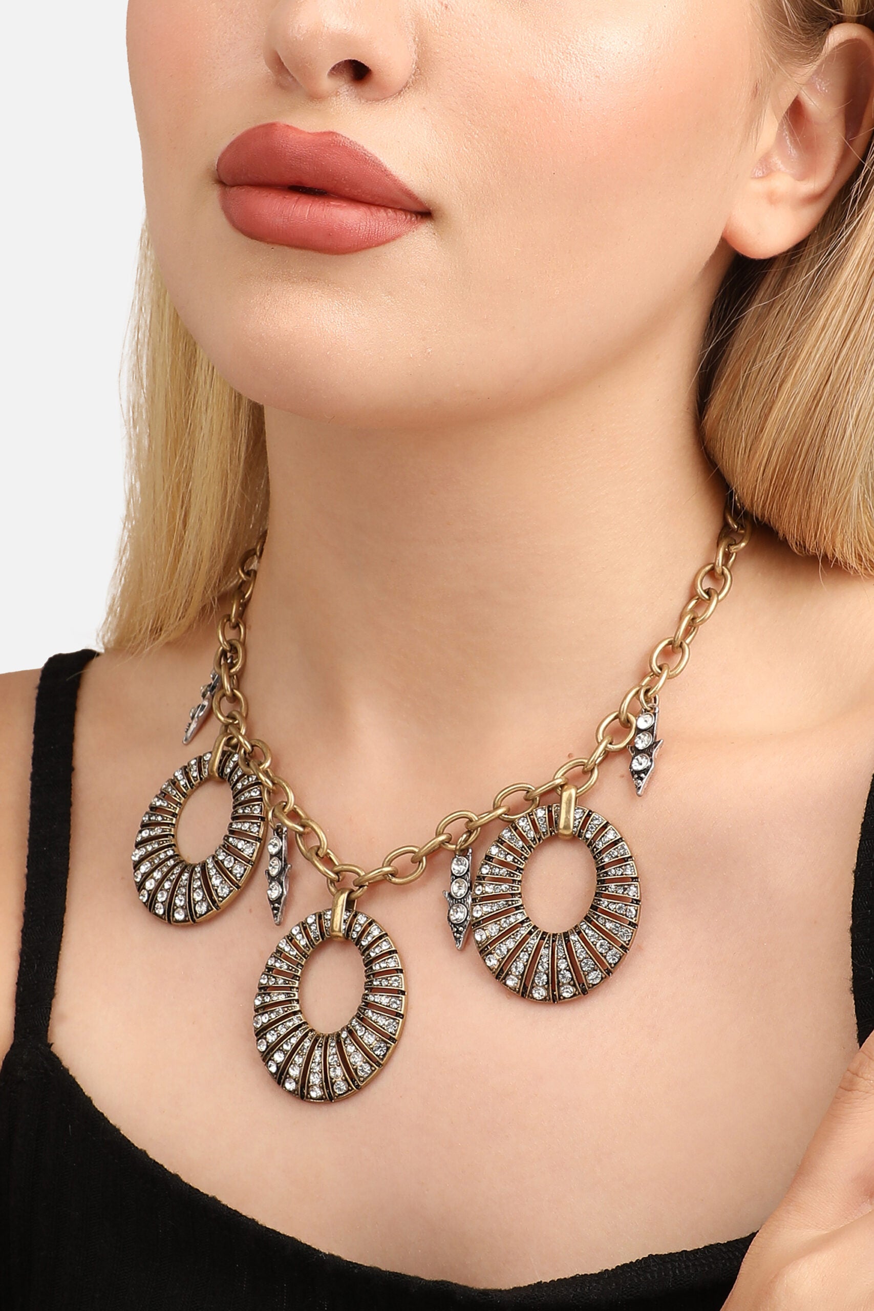 Gold Plated Designer Stone Party Necklace