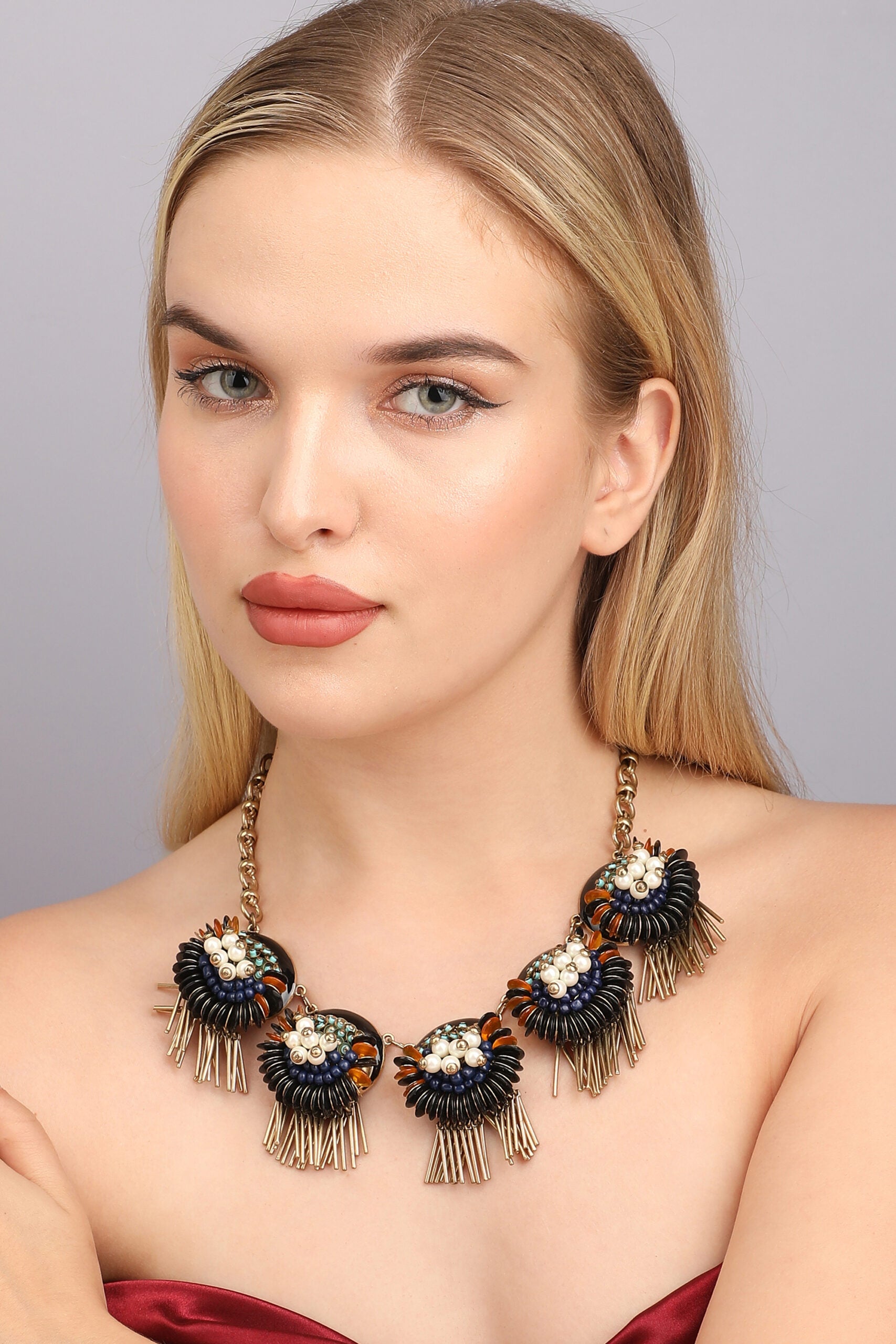 Gold Plated Designer Stone Party Necklace