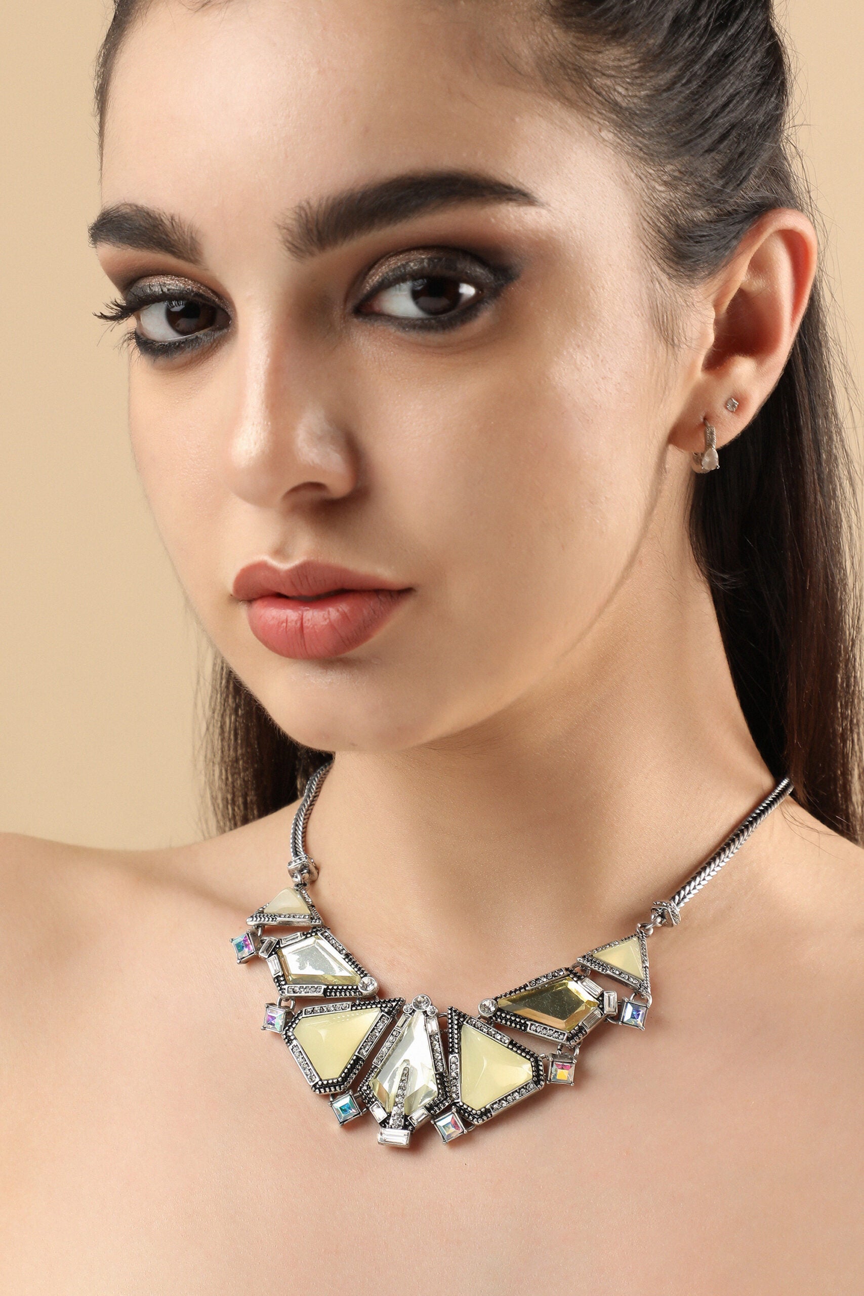 Silver Plated Designer Stone Party Necklace