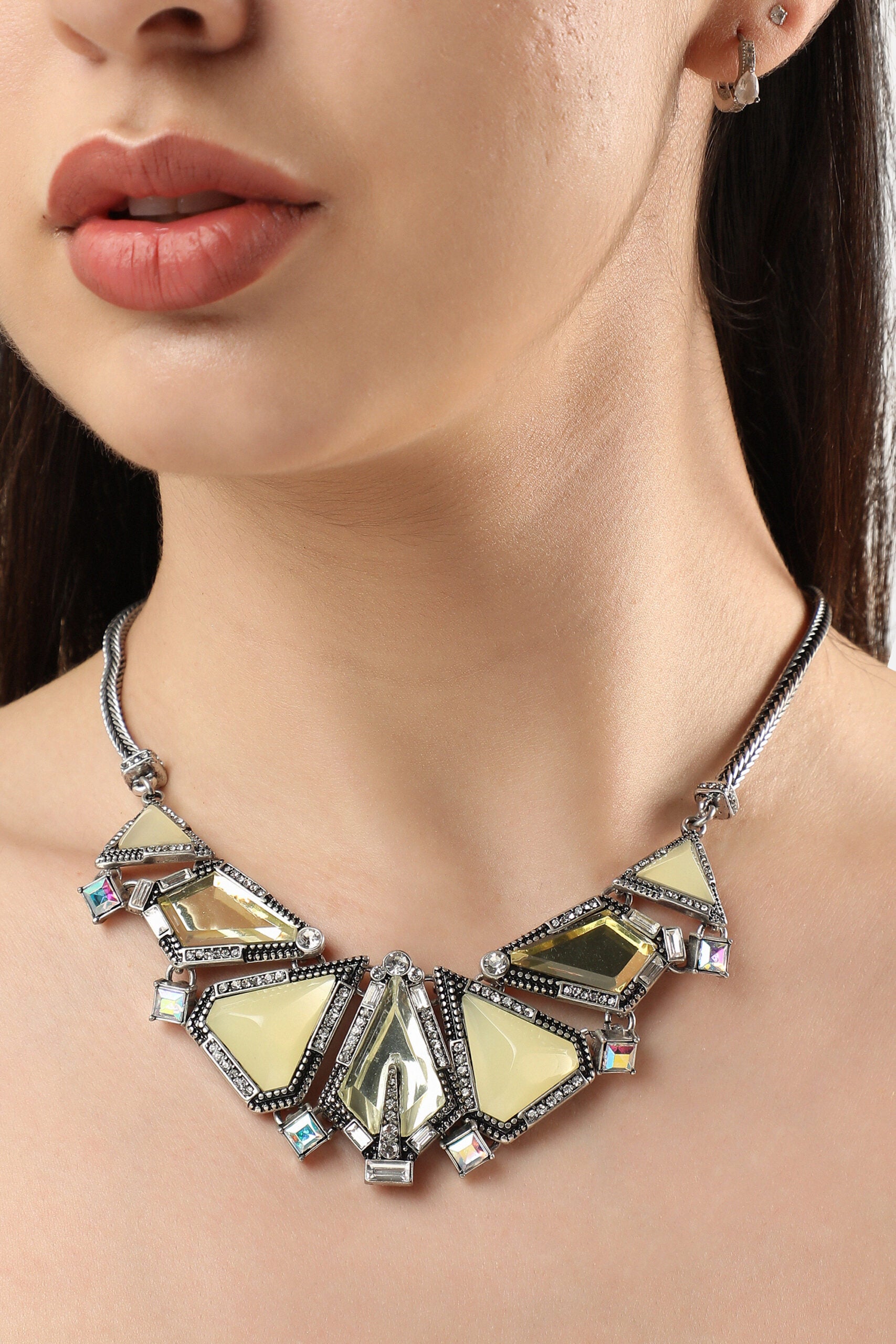 Silver Plated Designer Stone Party Necklace