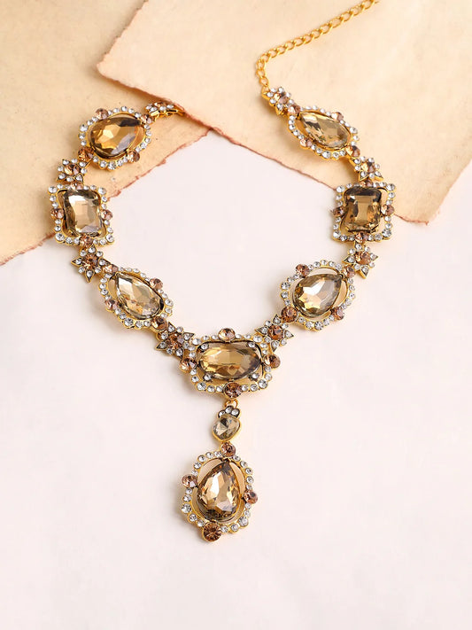 Gold Plated Party Designer Stone Statement Necklace For Women