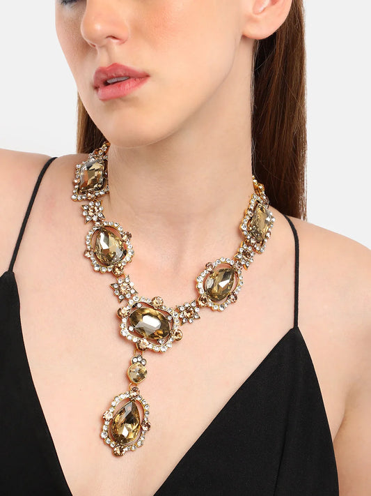 Gold Plated Party Designer Stone Statement Necklace For Women