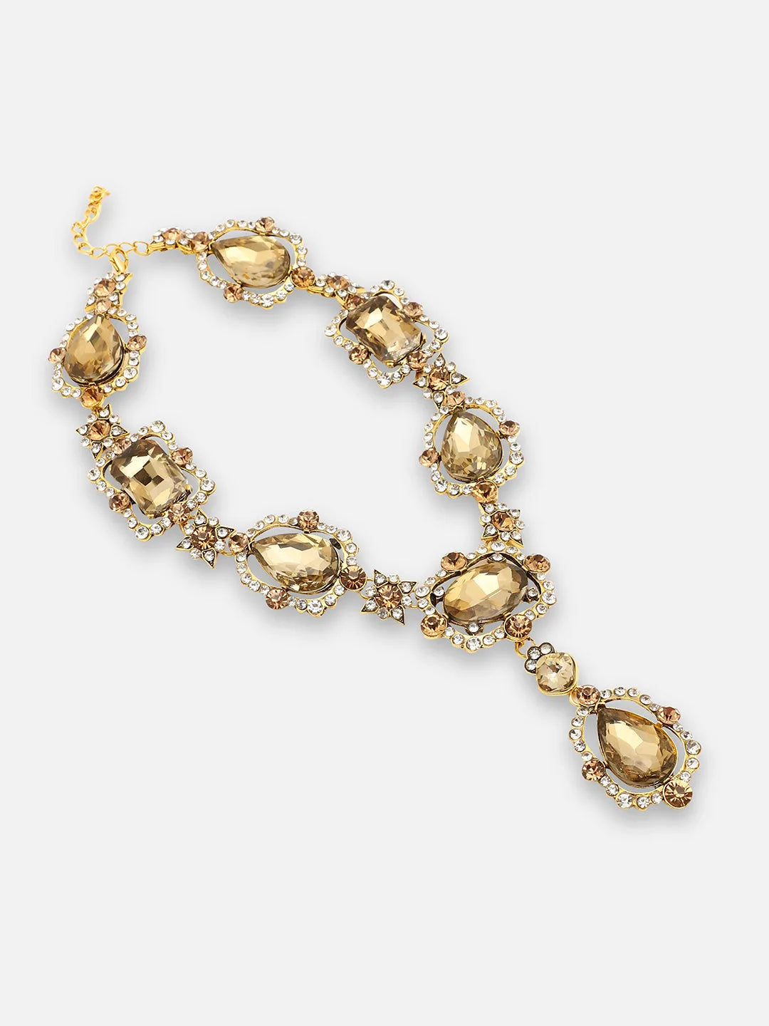 Gold Plated Party Designer Stone Statement Necklace