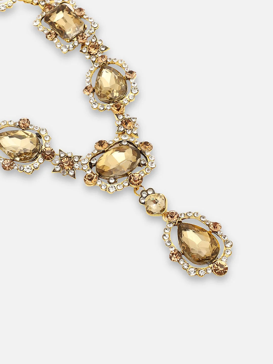 Gold Plated Party Designer Stone Statement Necklace