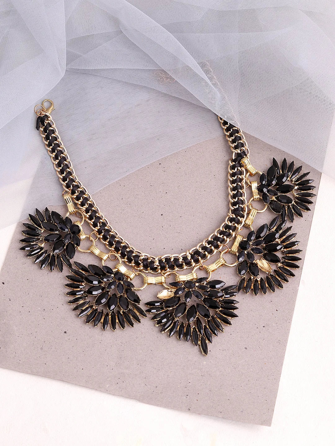 Gold Plated Party Designer Stone Statement Necklace