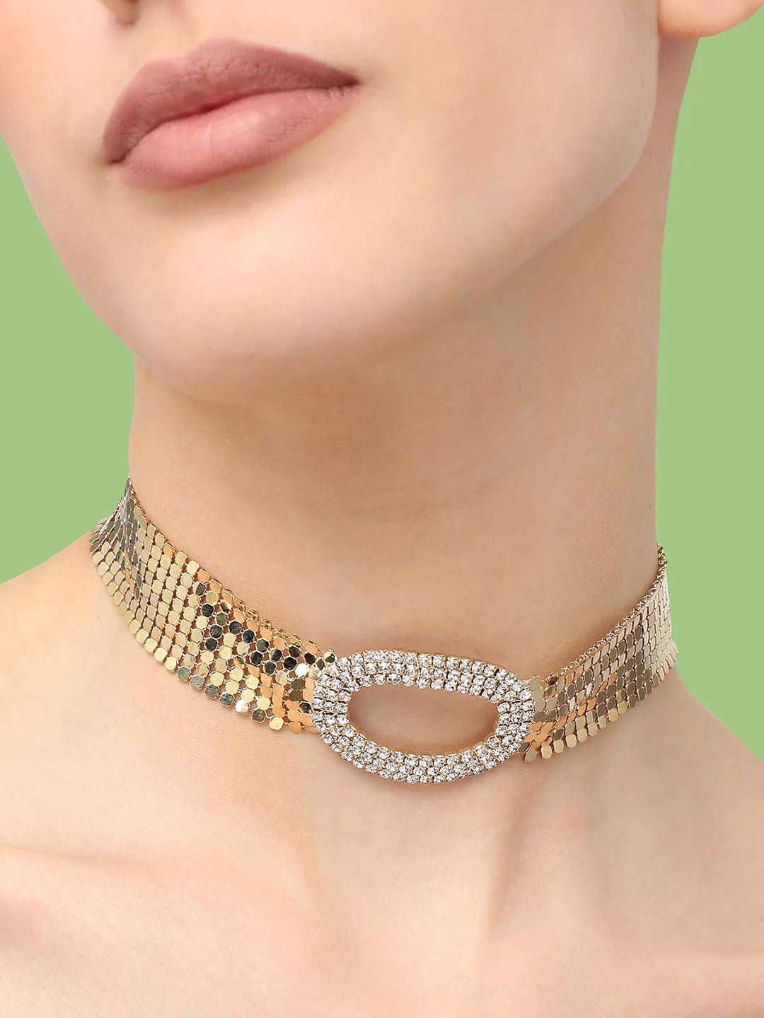 Gold Plated Party Designer Stone Choker Necklace