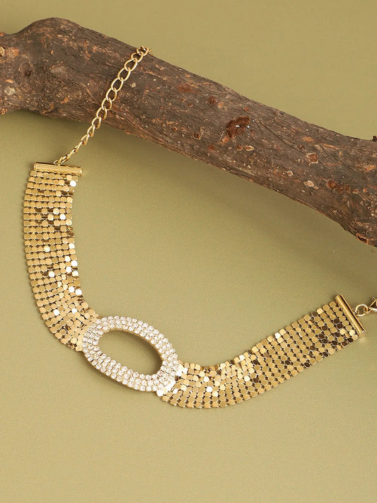 Gold Plated Party Designer Stone Choker Necklace