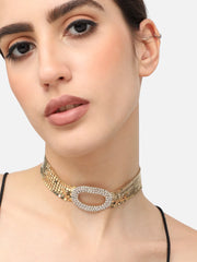 Gold Plated Party Designer Stone Choker Necklace