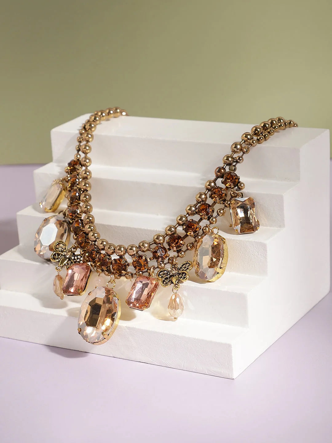 Gold Plated Designer Stone Party Necklace