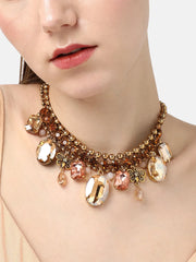 Gold Plated Designer Stone Party Necklace