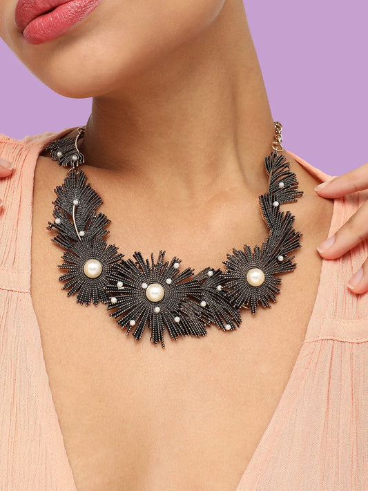 Gold Plated Party Designer Stone Statement Necklace