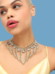 Gold Plated Party Designer Stone Statement Necklace