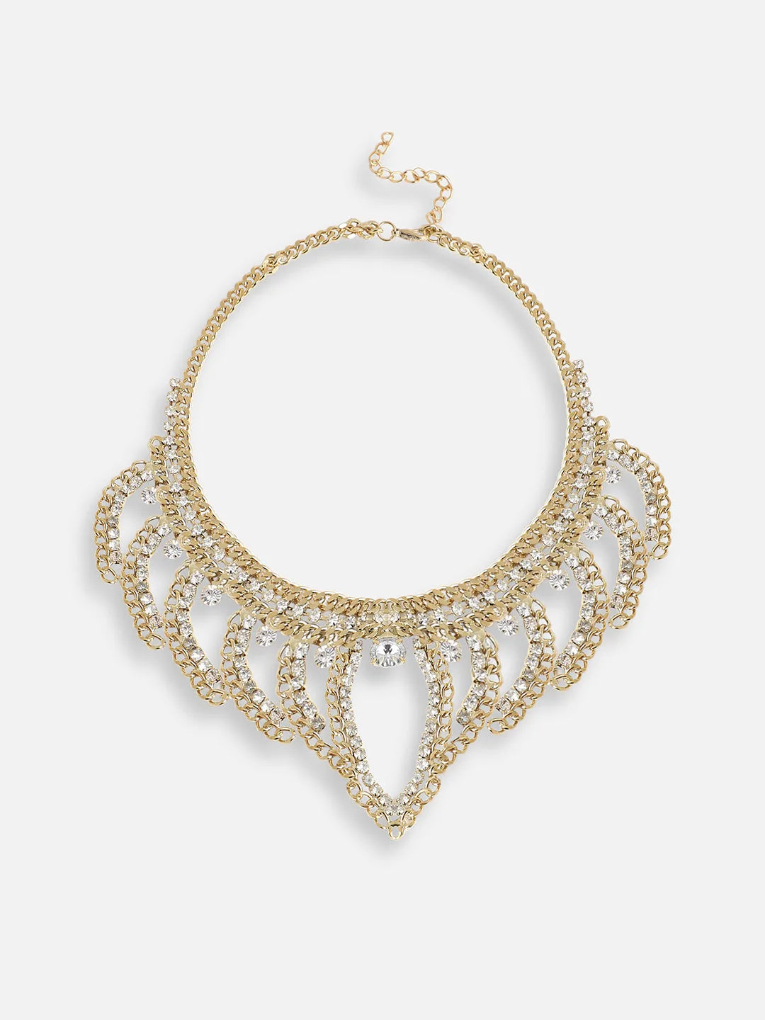 Gold Plated Party Designer Stone Statement Necklace