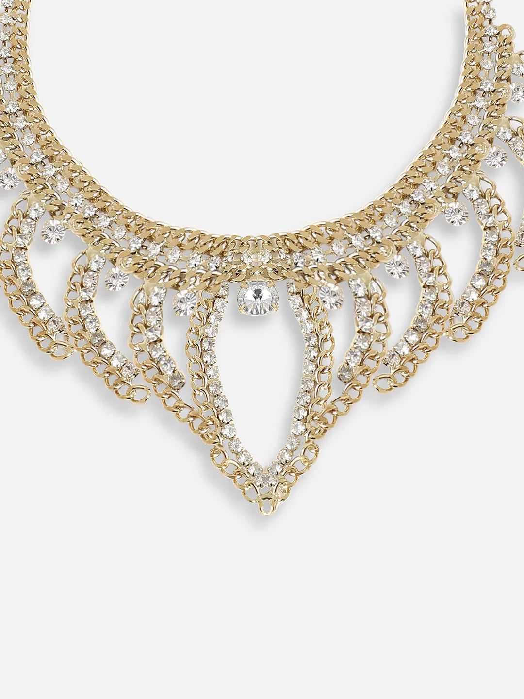 Gold Plated Party Designer Stone Statement Necklace