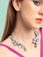 Silver Plated Party Designer Stone Choker Necklace