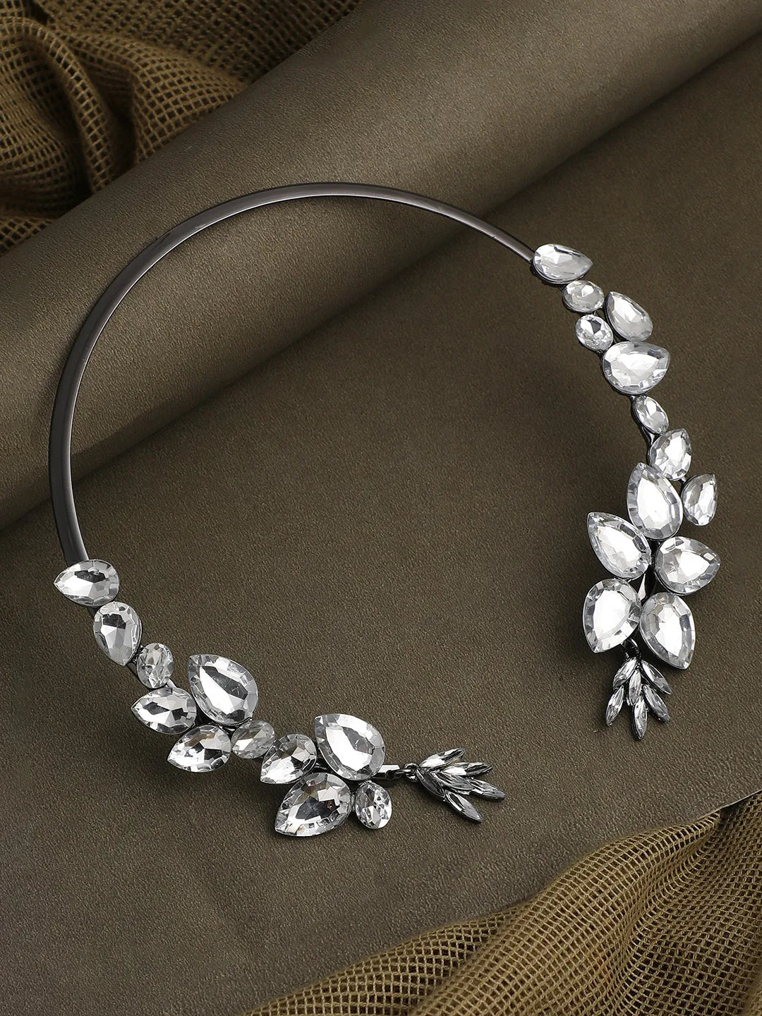 Silver Plated Party Designer Stone Choker Necklace